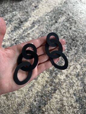 Matte Black Triple Link Drop Earrings